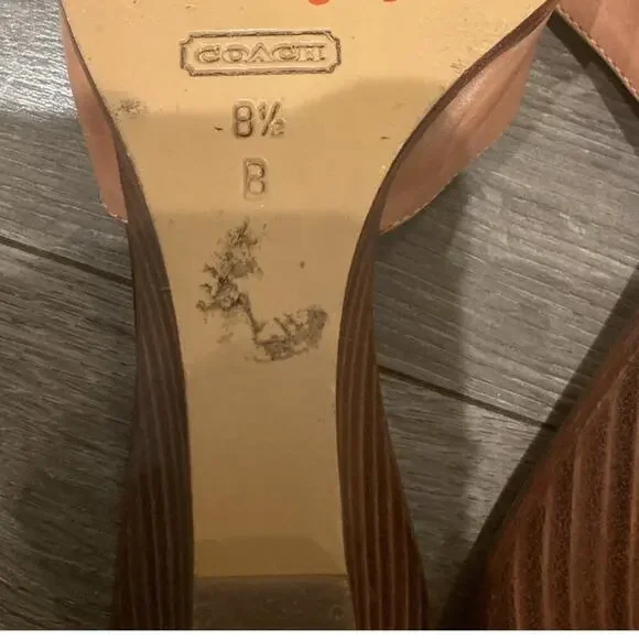 Vintage Coach Leather Wedge Sandals Women Size 8.5 Strap Y2K Twee Classic Preppy - Picture 3 of 6
